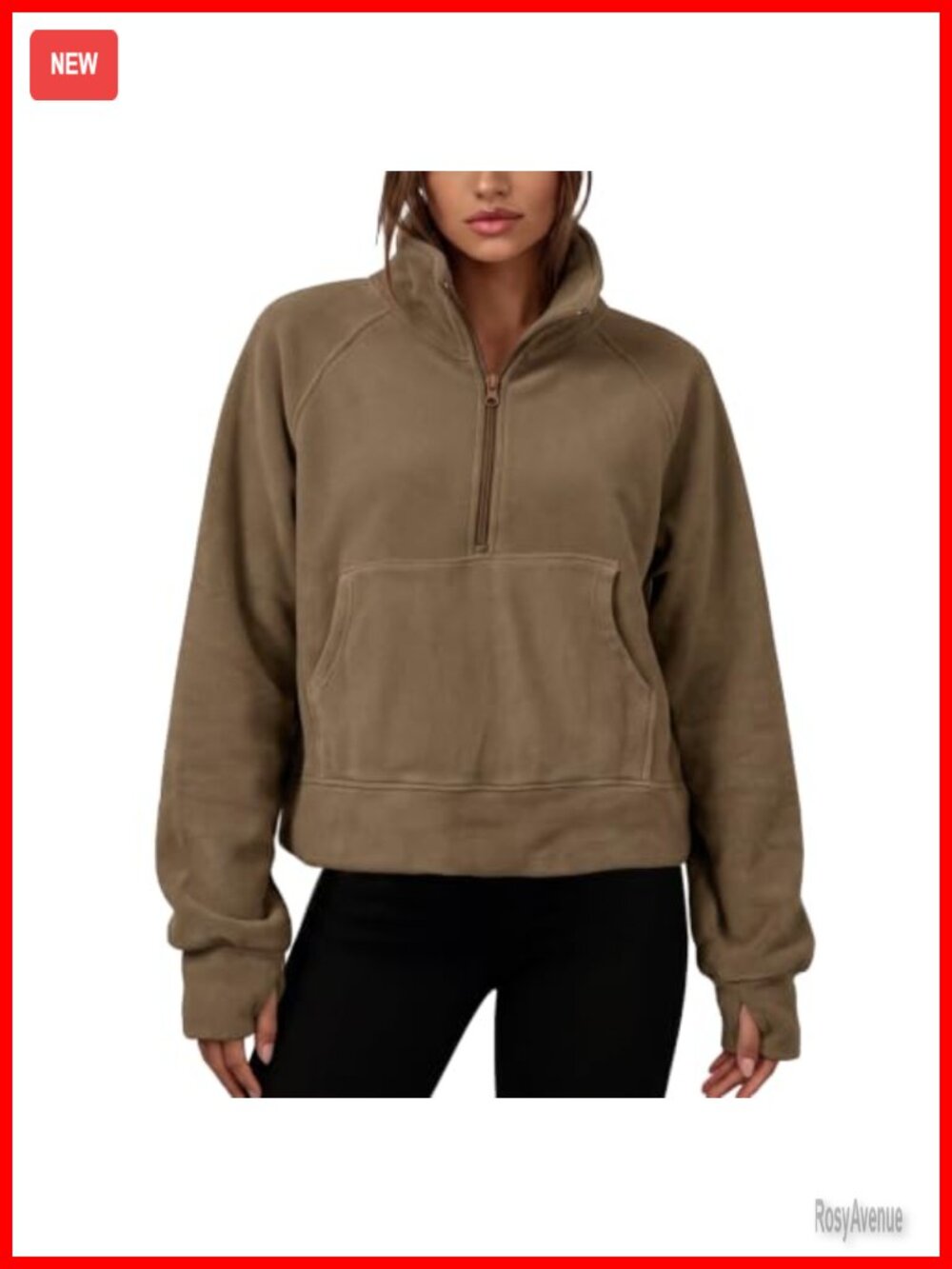 Sherpa Fleece Half Zip Sweatshirt Womens Cropped Funnel Neck Hoodie
